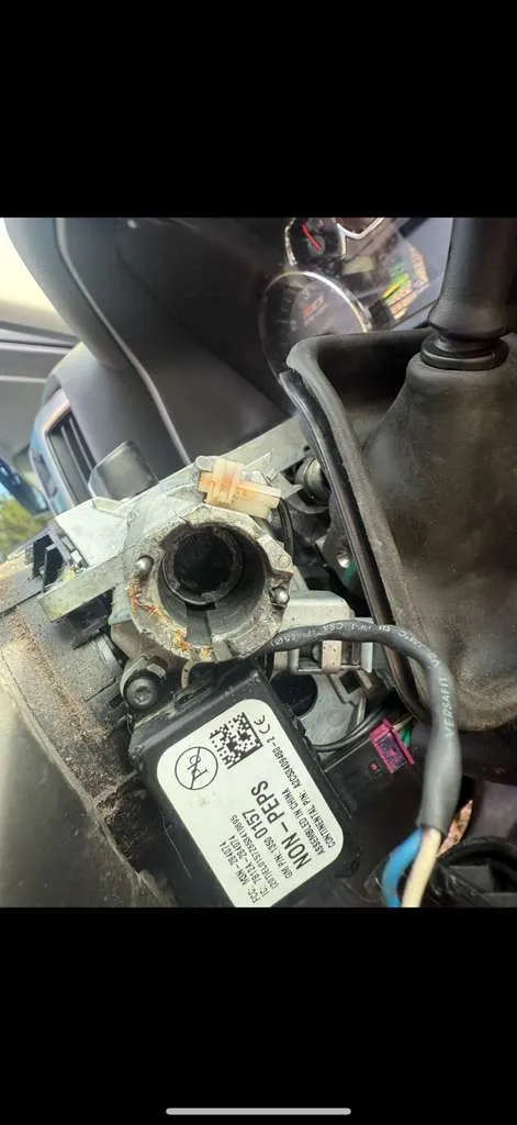 Ignition cylinder removed for repair — a typical OKC ignition repair job